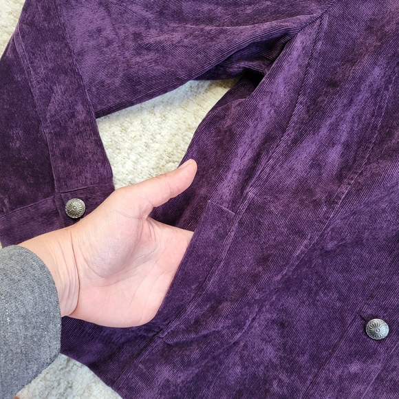 Christopher & Banks Purple Seamed Corduroy Button Front Jacket - Picture 3 of 10